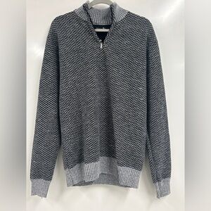 0334 Whipper In Large Quarter‎ Zip Pullover Sweater Gray Textured Casual Men’s